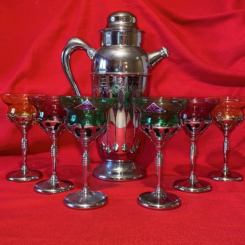 Morgantown lead crystal glasses and decanter set